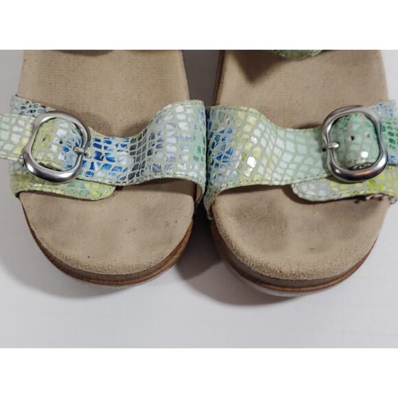 Dansko Sophie Irlidescent Reptile Print Slip On Mules Sandals 37/US 6.5 Beachy - Picture 5 of 13